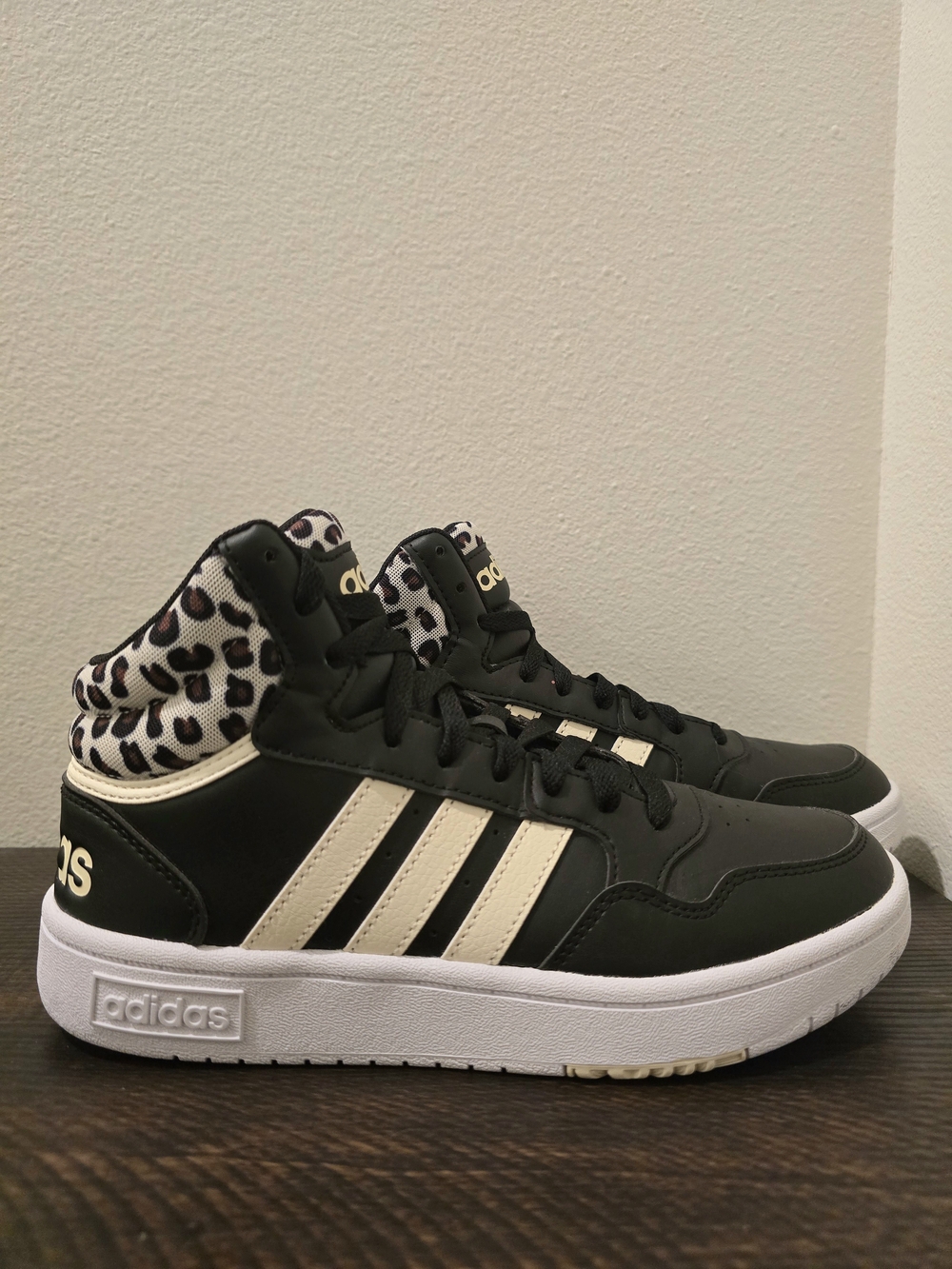 Adidas Hoops 3.0 Mid Leopard High Top Sneakers Black Women’s Size 6.5